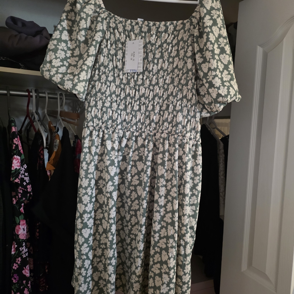 LuLaRoe Floral Puff Sleeve Midi Dress